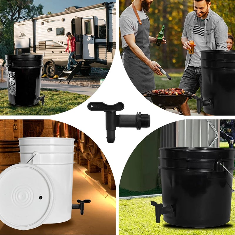 MUGLIO 4 Pack Drum Spigot 3/4" Plastic Faucet for 5, 6 Gallon Container Polyethylene Barrel Faucet with EPDM Gasket Replacement Spigot by (Black) - Image 3